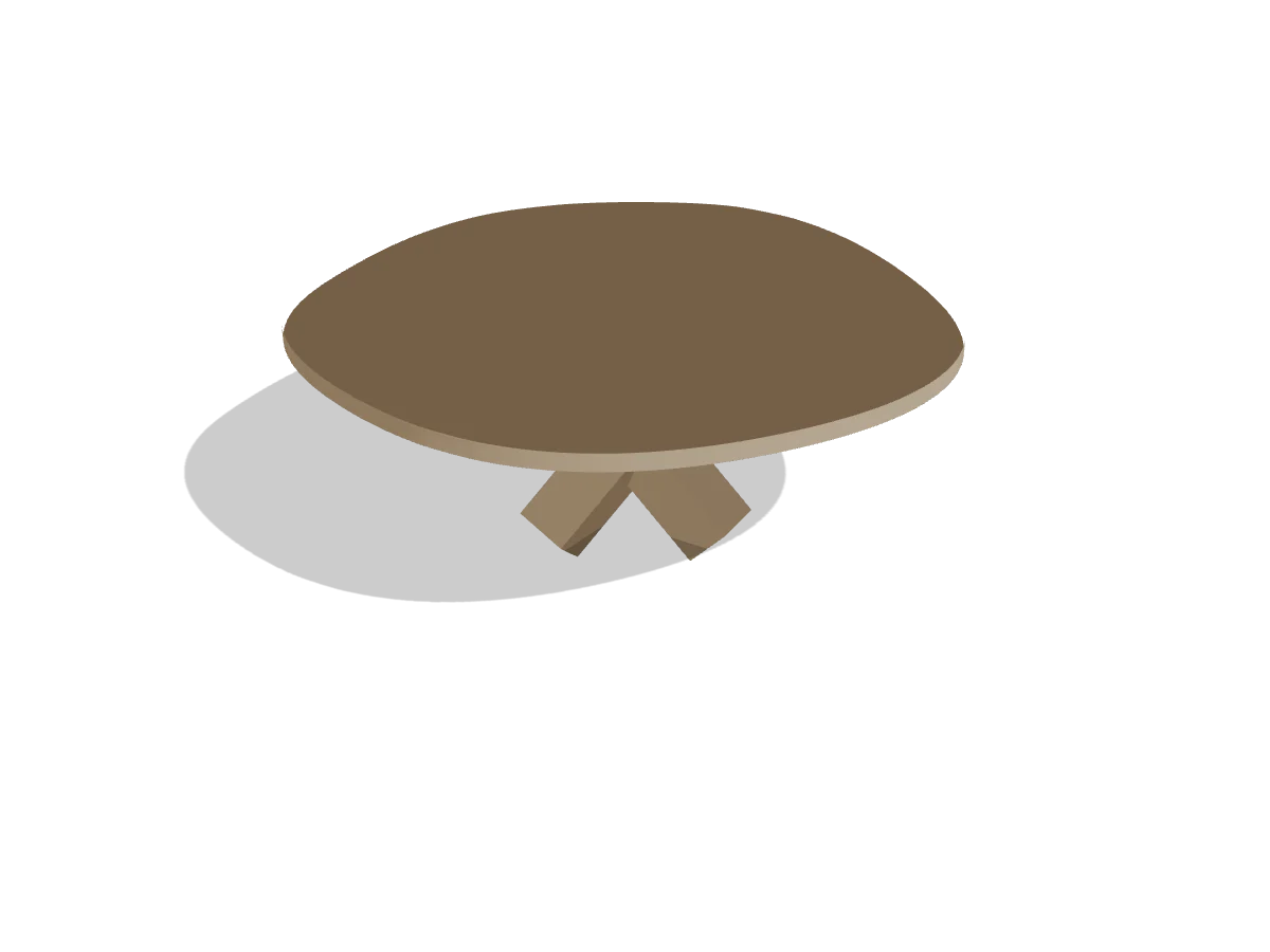 Coffee Table 01, a white oak table with a freeform top on three legs, as a 3D model